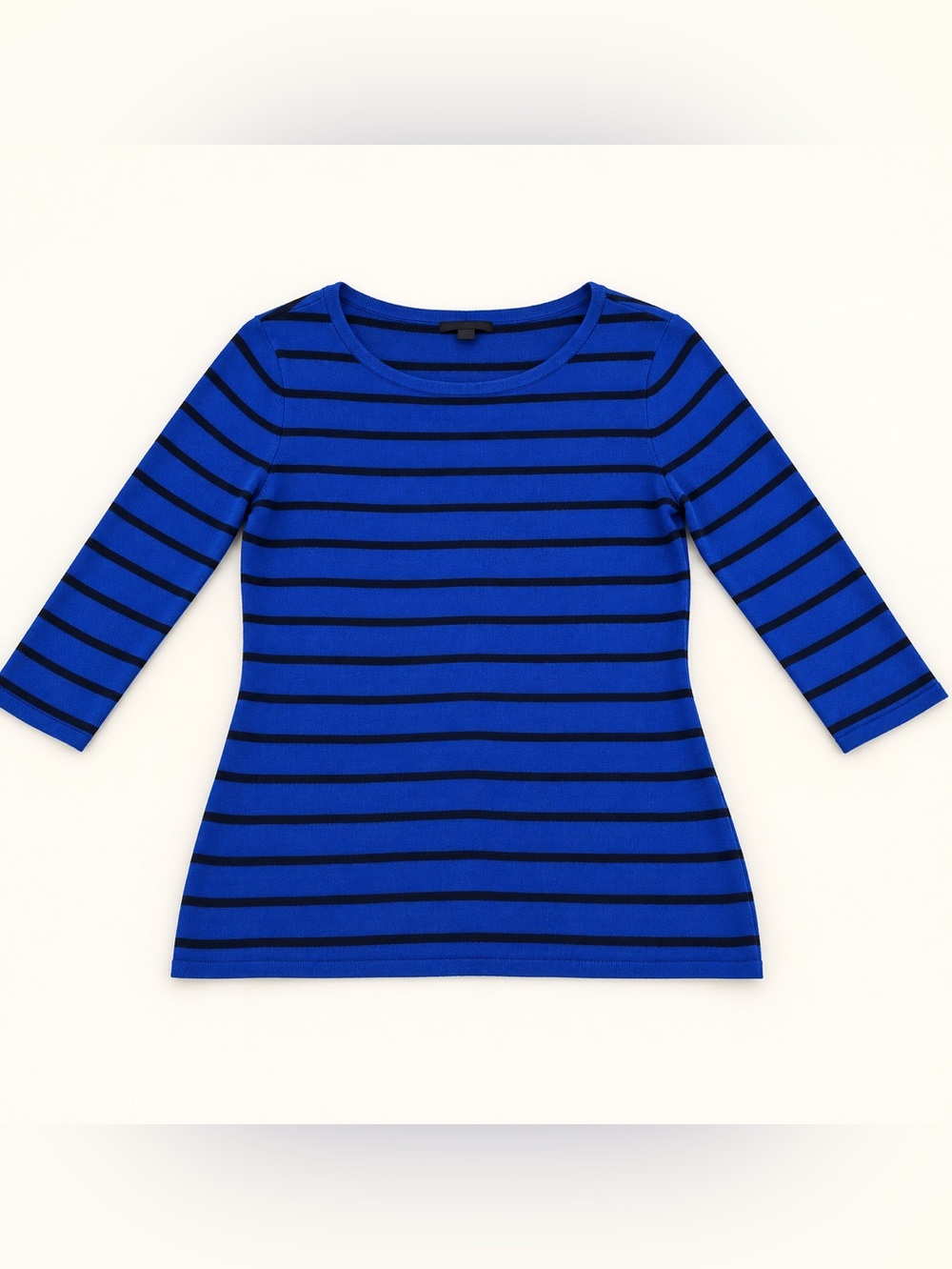 Express Cobalt Blue Black Striped 3/4 Sleeve Knit Sweater Large